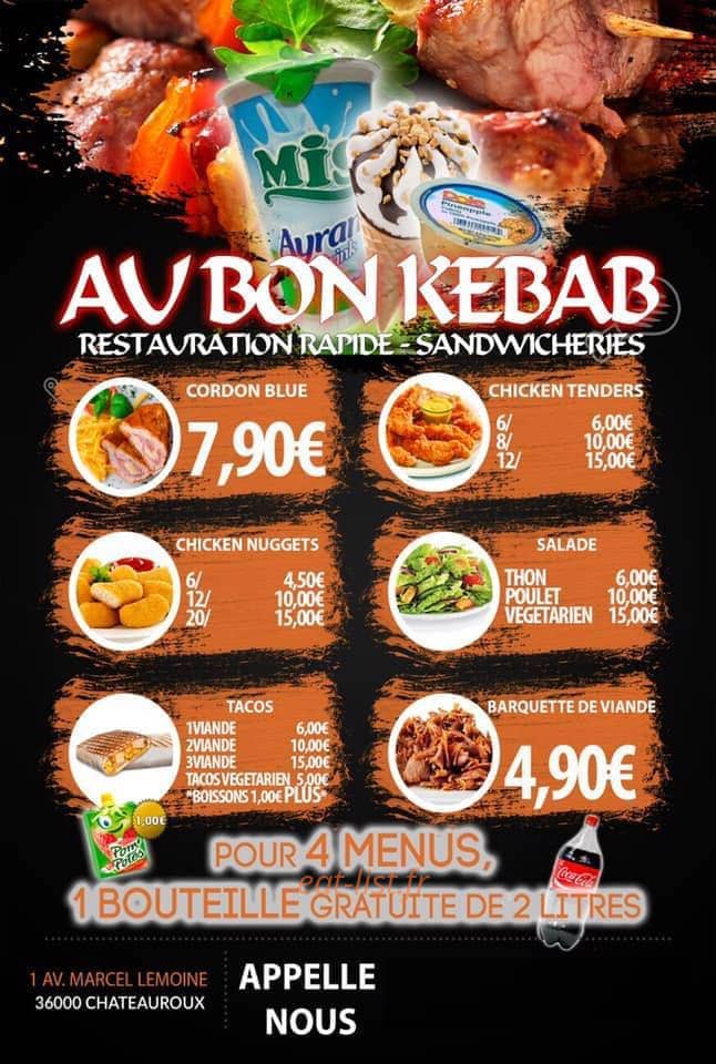 Au Bon Kebab — carte page 1