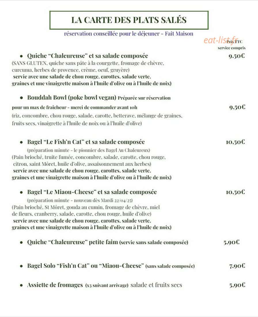 Au Chaleureux — carte page 1