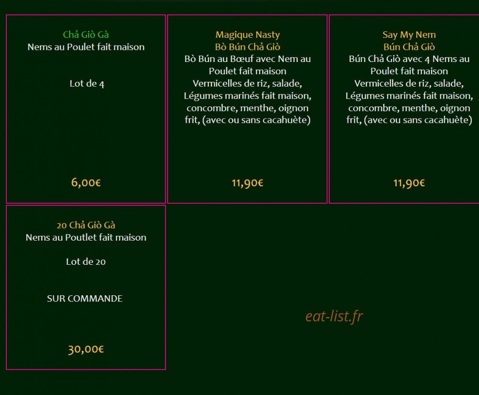 Bánh Mì Saigon — carte page 1