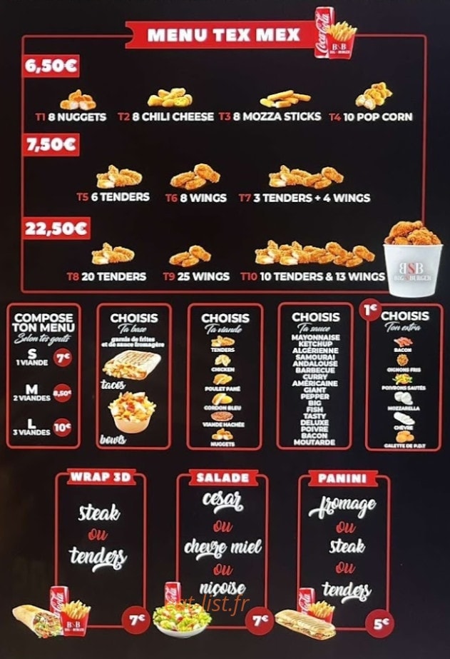 Big S Burger — carte page 3
