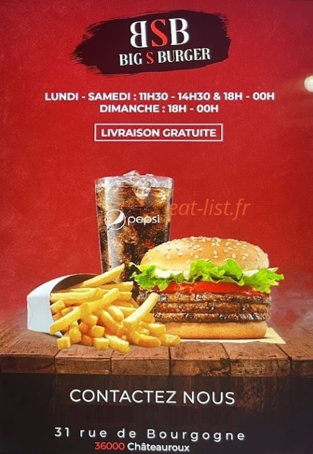 Big S Burger — carte page 1
