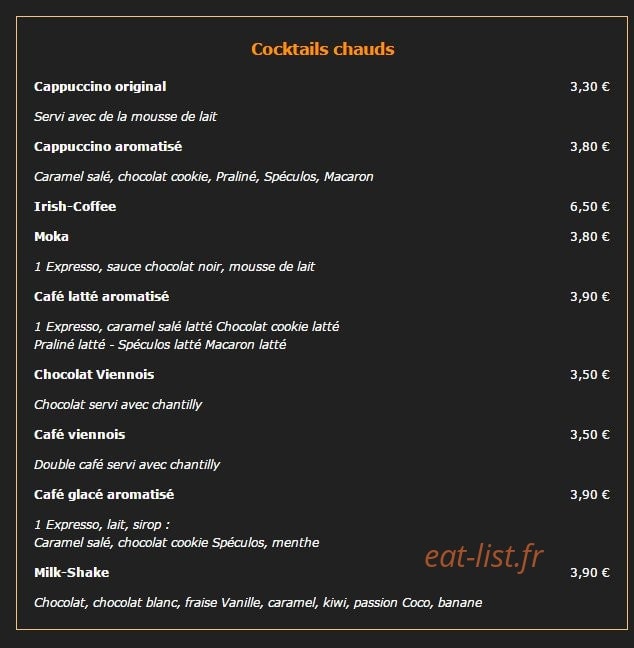 Café de Paris — carte page 17