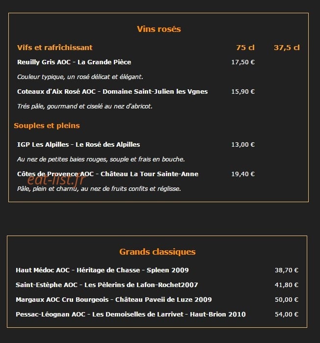 Café de Paris — carte page 5