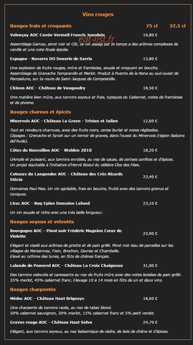 Café de Paris — carte page 6
