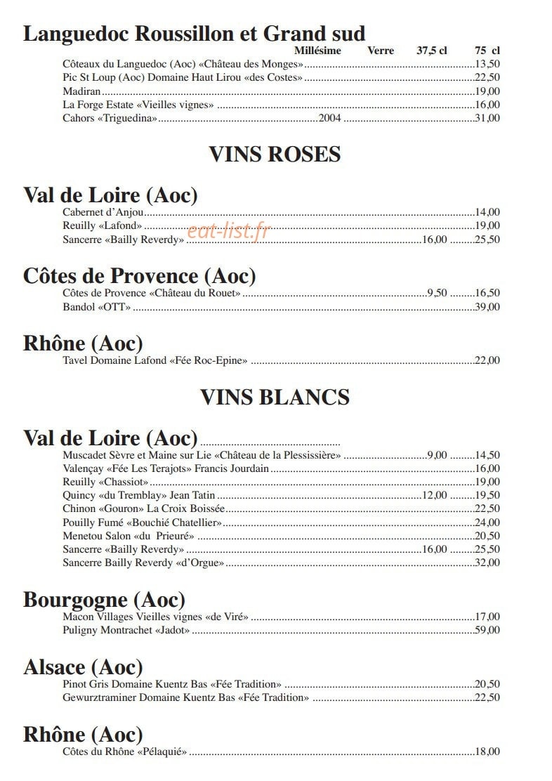 Café et Brasserie des Halles — carte page 8