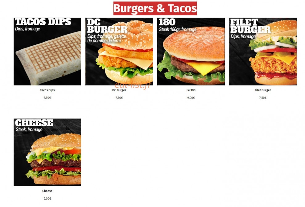 Daily chicken — carte page 1