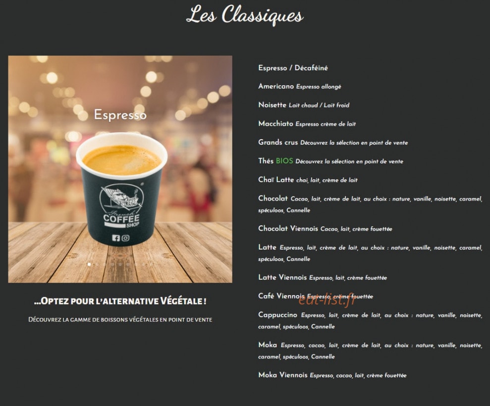 French Coffee Shop — carte page 2