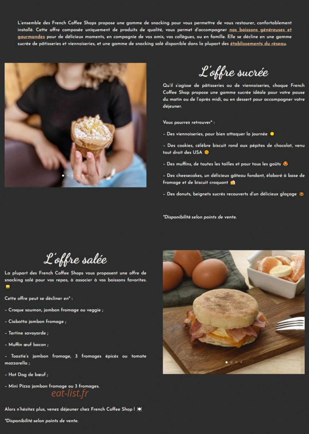 French Coffee Shop — carte page 1