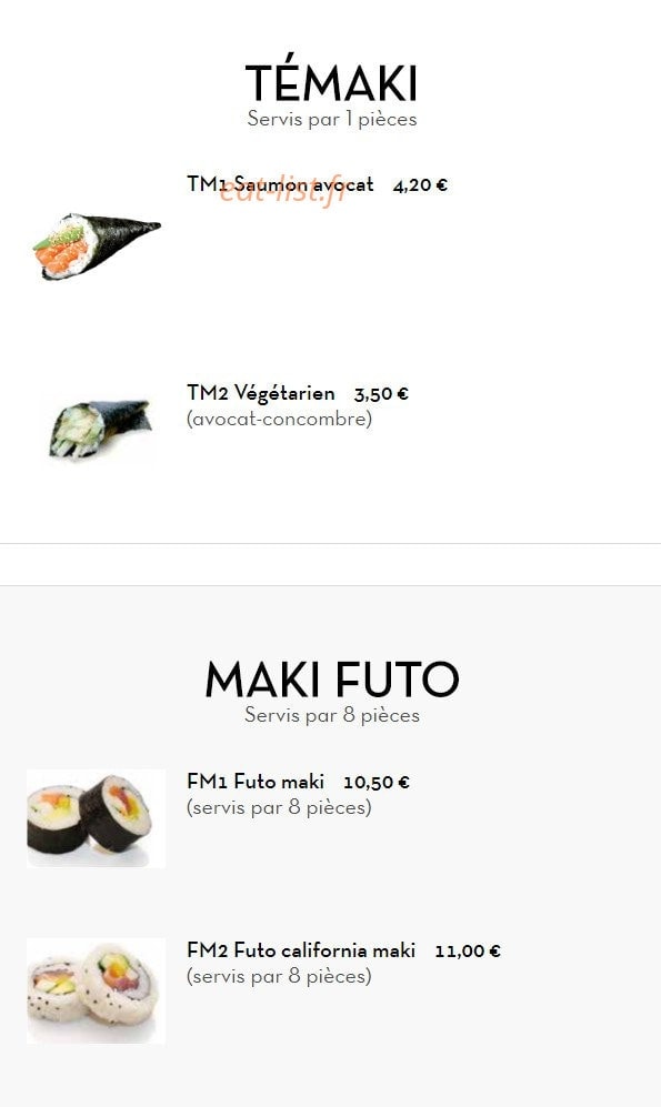 Ichiban Sushi — carte page 6
