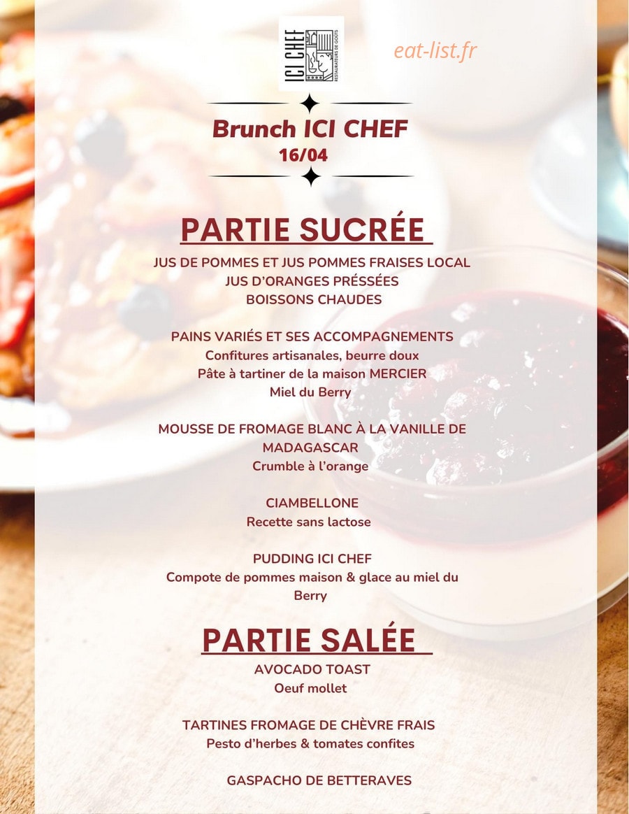 Ici Chef — carte page 1