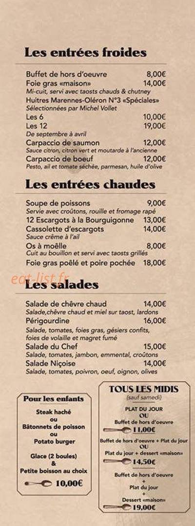 L'entrecote — carte page 1