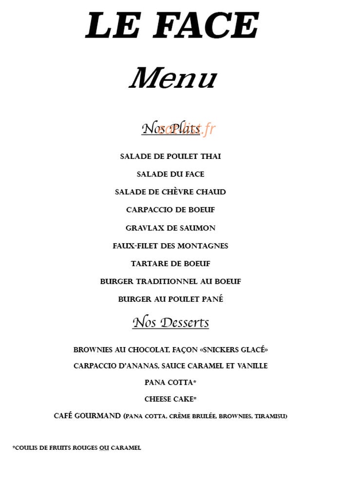 Le Face — carte page 1