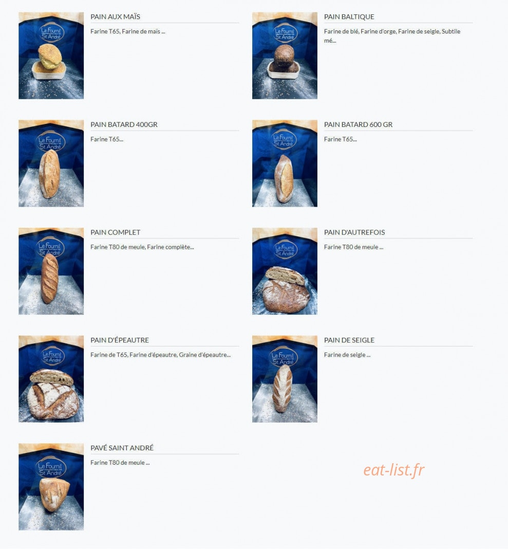 Le Fournil Saint André — carte page 2