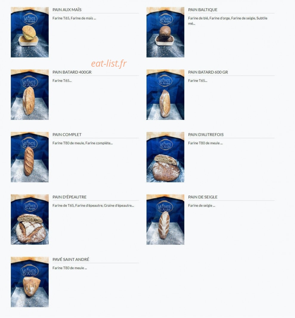 Le Fournil Saint André — carte page 2