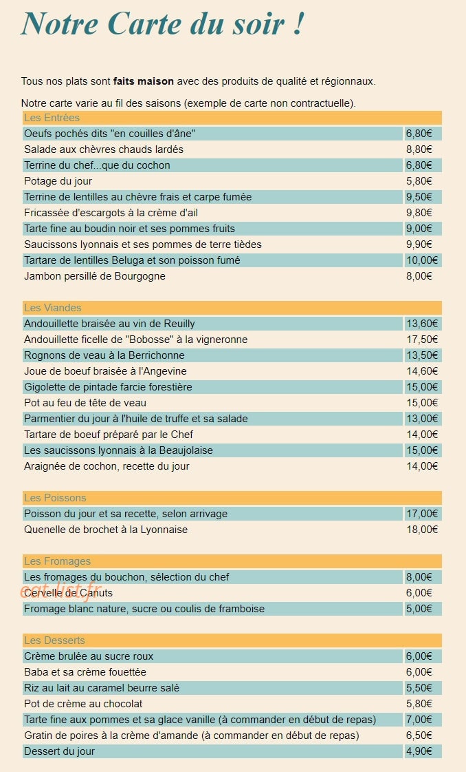 Le P'tit Bouchon — carte page 1