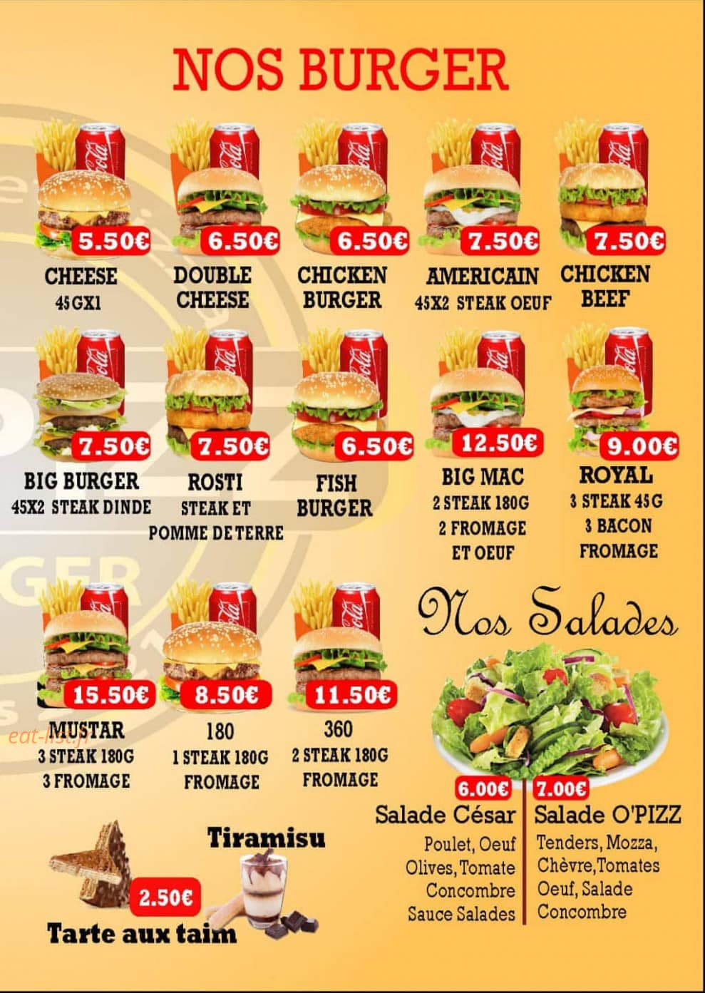 O’Pizz Burger — carte page 3