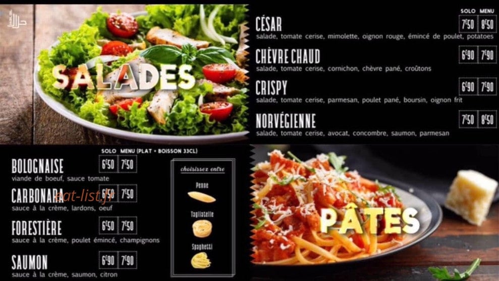 Restaurant O'166 — carte page 1