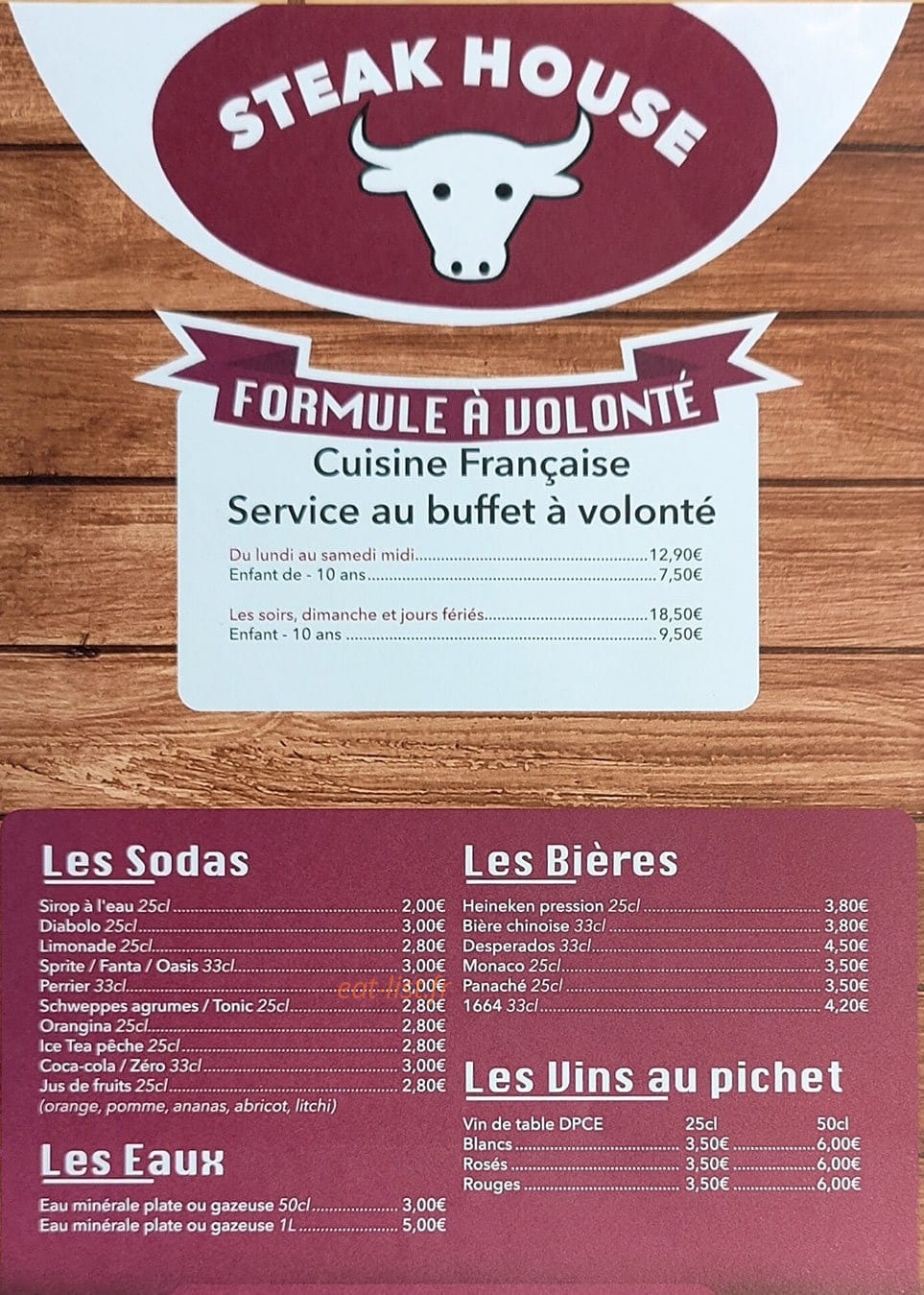Steak house — carte page 2