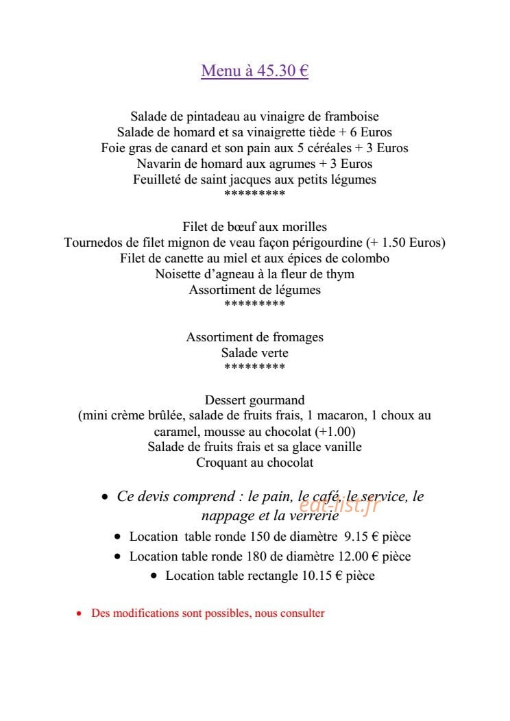 Toutain traiteur — carte page 11