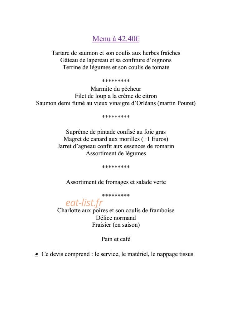 Toutain traiteur — carte page 8