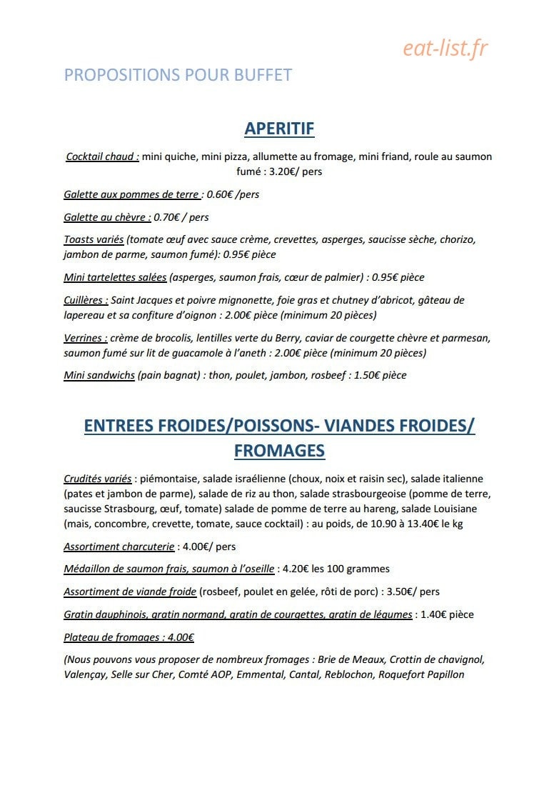 Toutain traiteur — carte page 21
