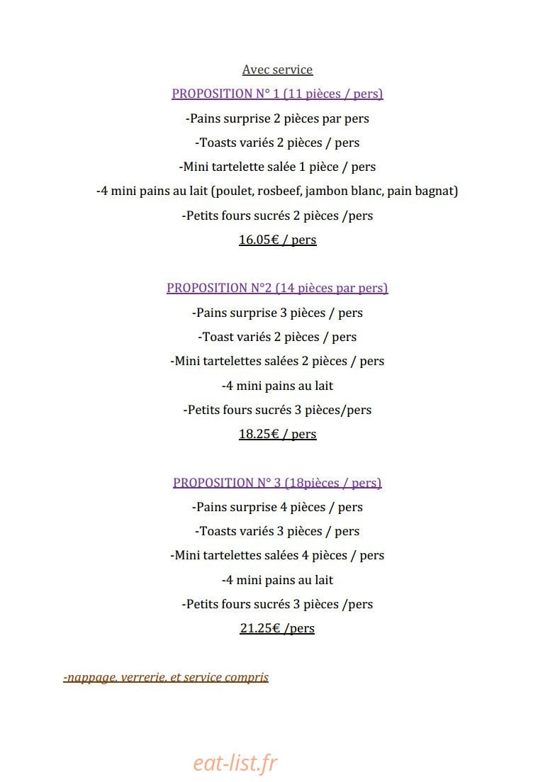 Toutain traiteur — carte page 19