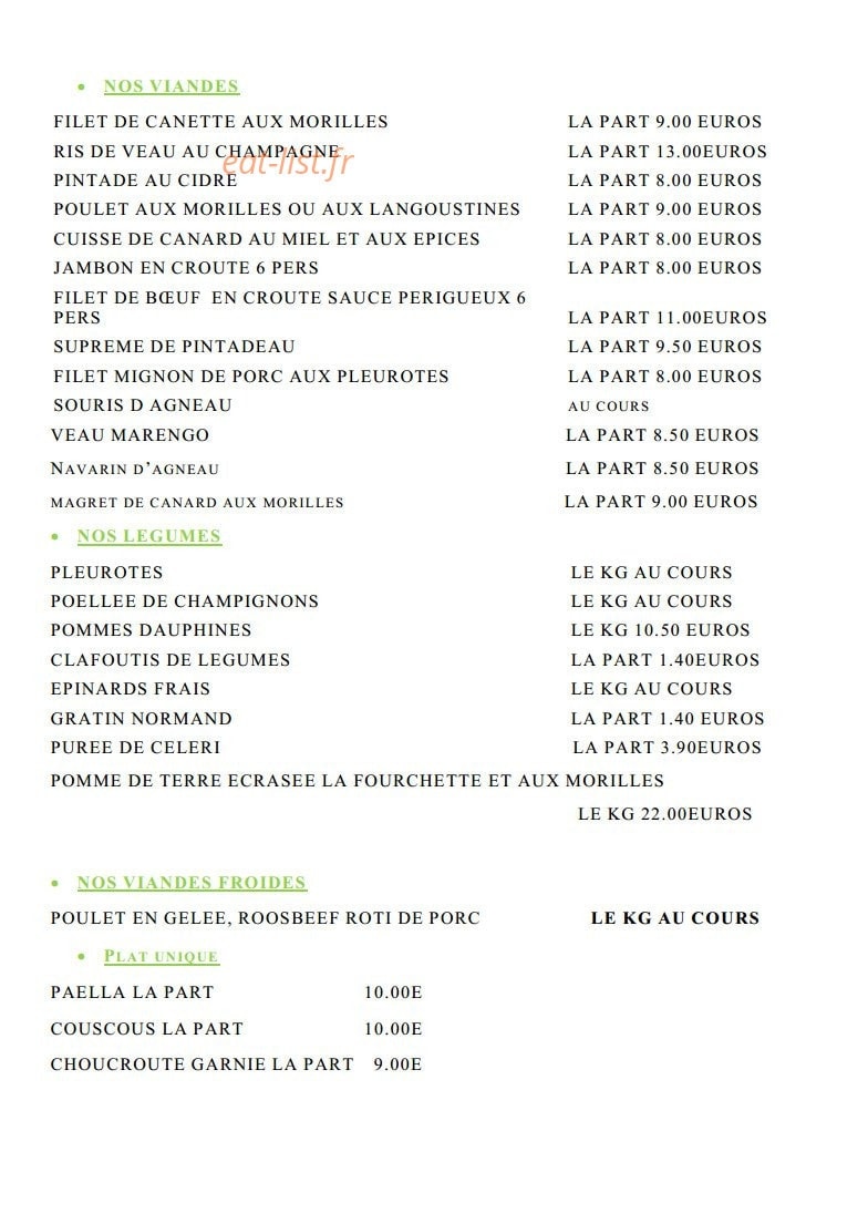 Toutain traiteur — carte page 7