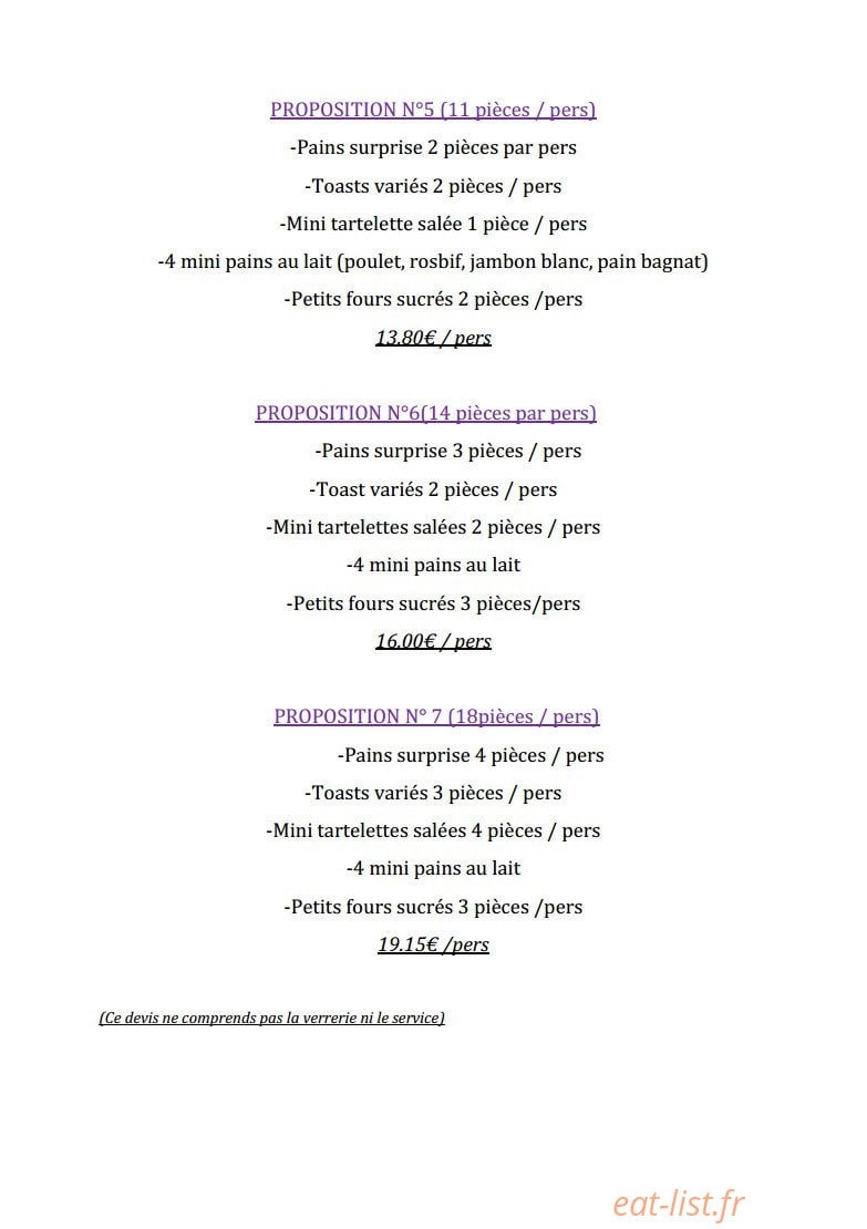 Toutain traiteur — carte page 17