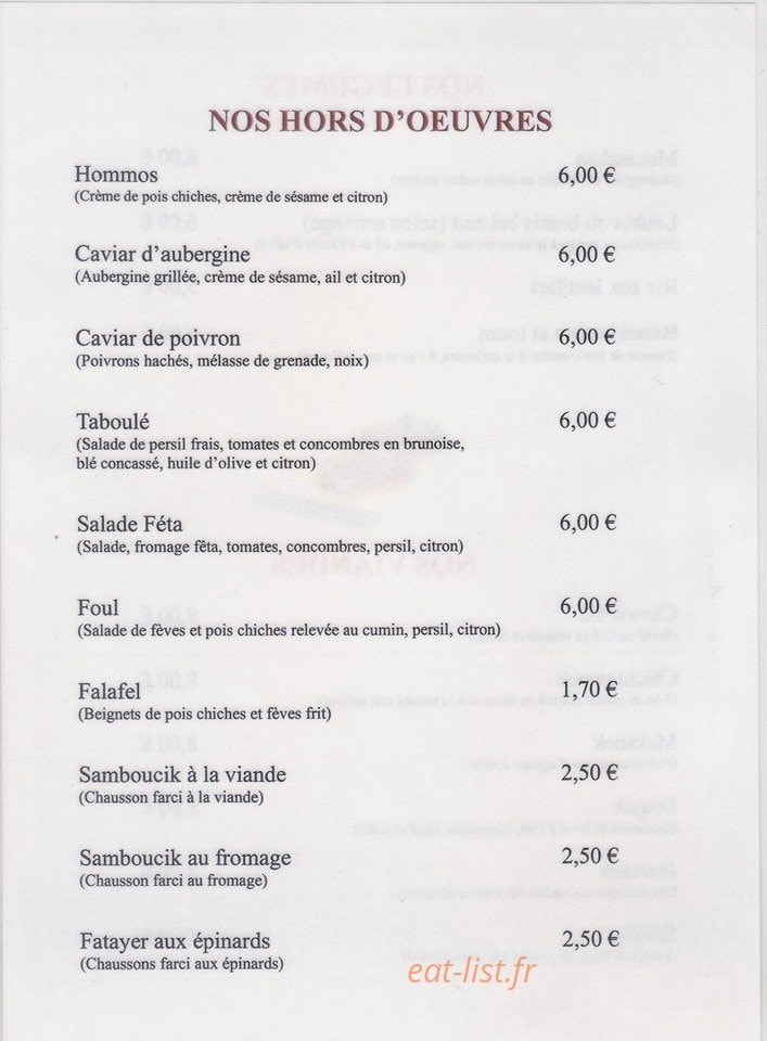 Le bon Libanais — carte page 2