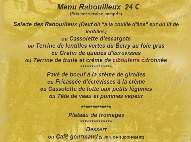 Auberge des Rabouilleux — carte page 2