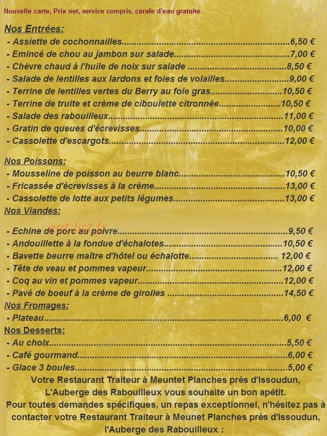 Auberge des Rabouilleux — carte page 4