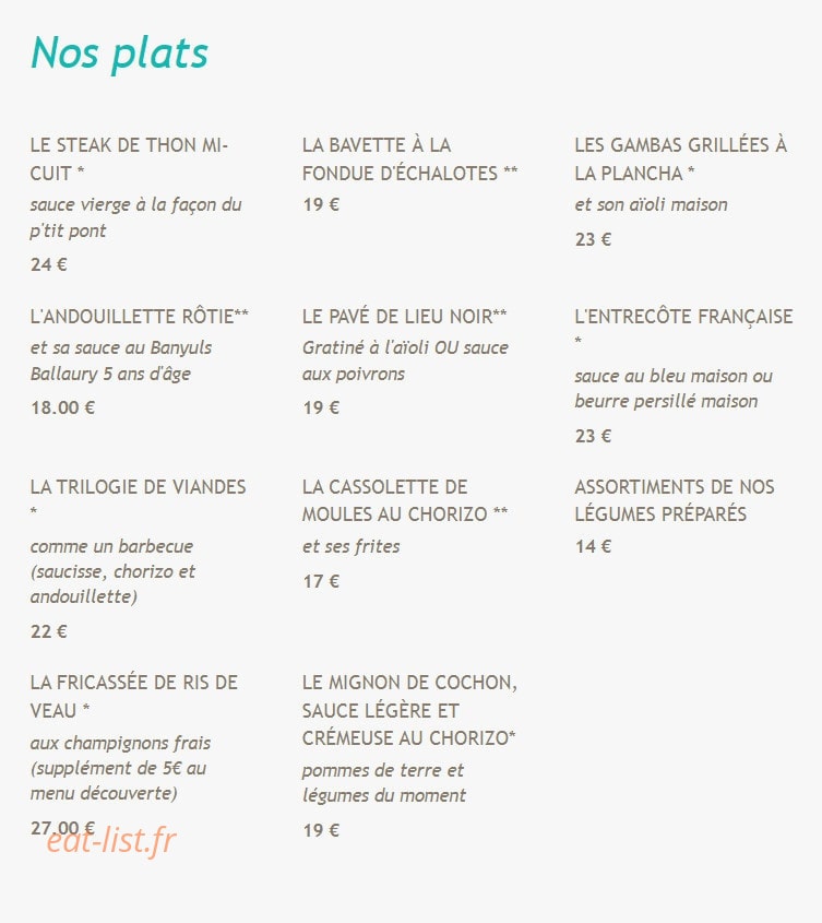 Le P'tit Pont — carte page 2