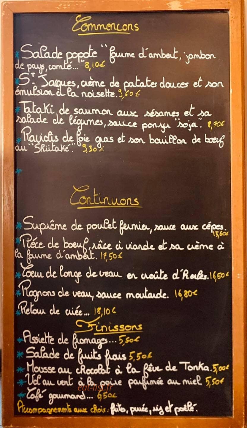 La Popote — carte page 1