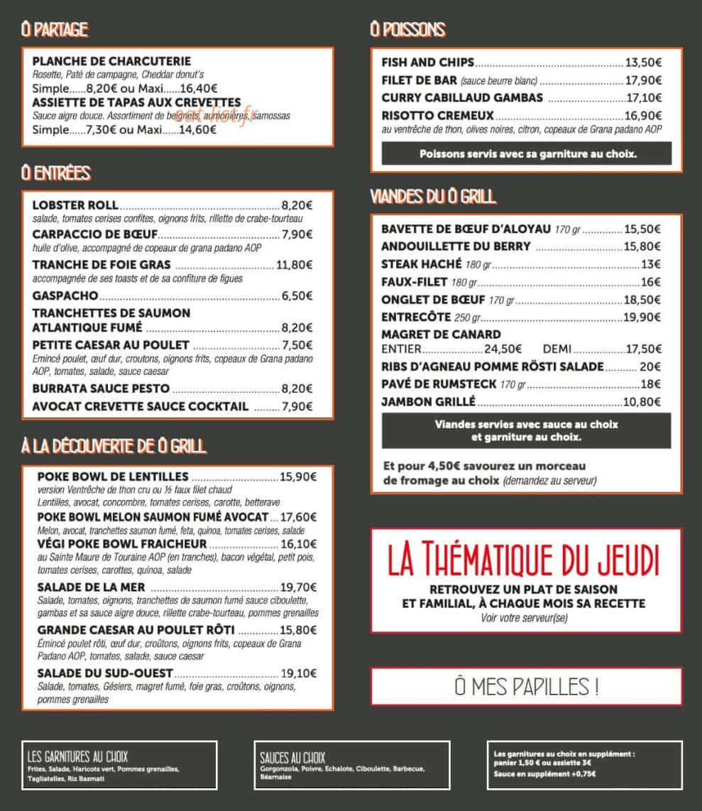 Ô Grill — carte page 1