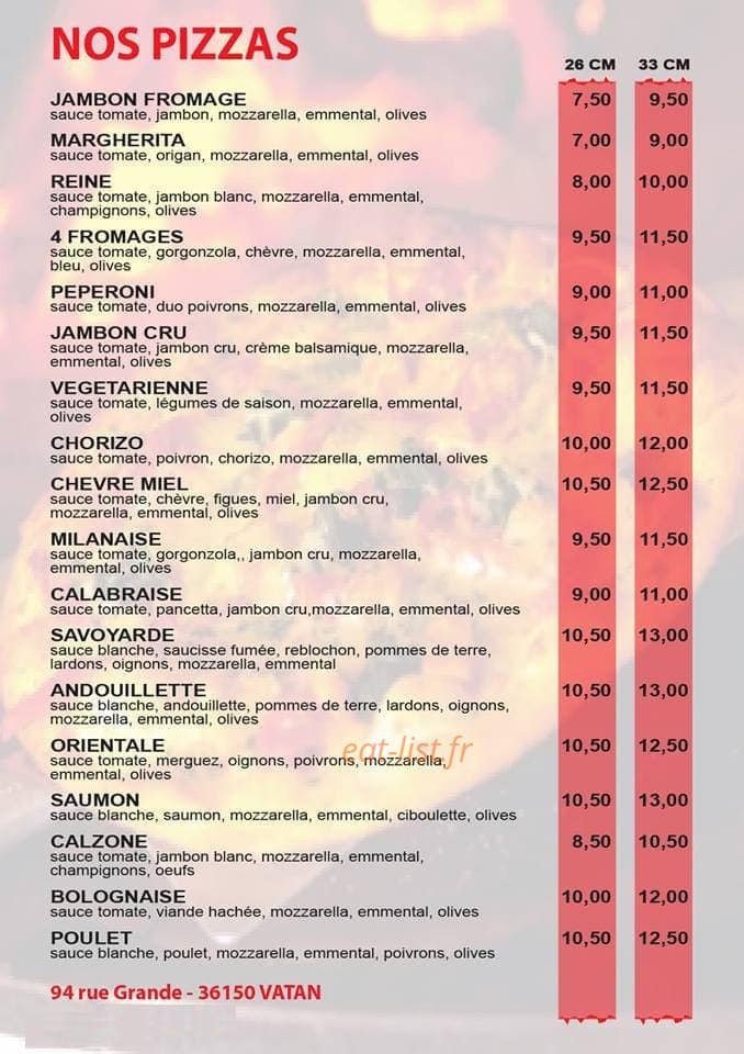La Pizz'a Jack — carte page 1