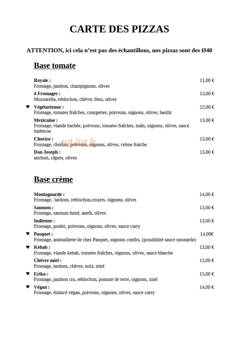 Le  Bistrot — carte page 2