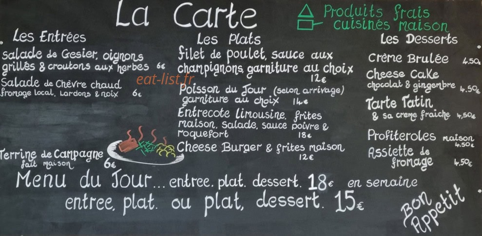 Au Bon Vivre — carte page 1