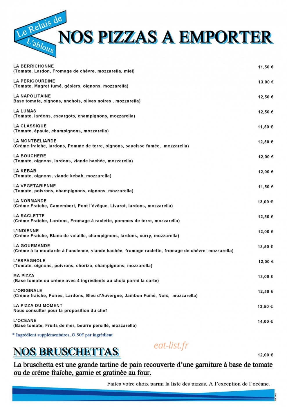 Le Relais De L'abloux — carte page 1