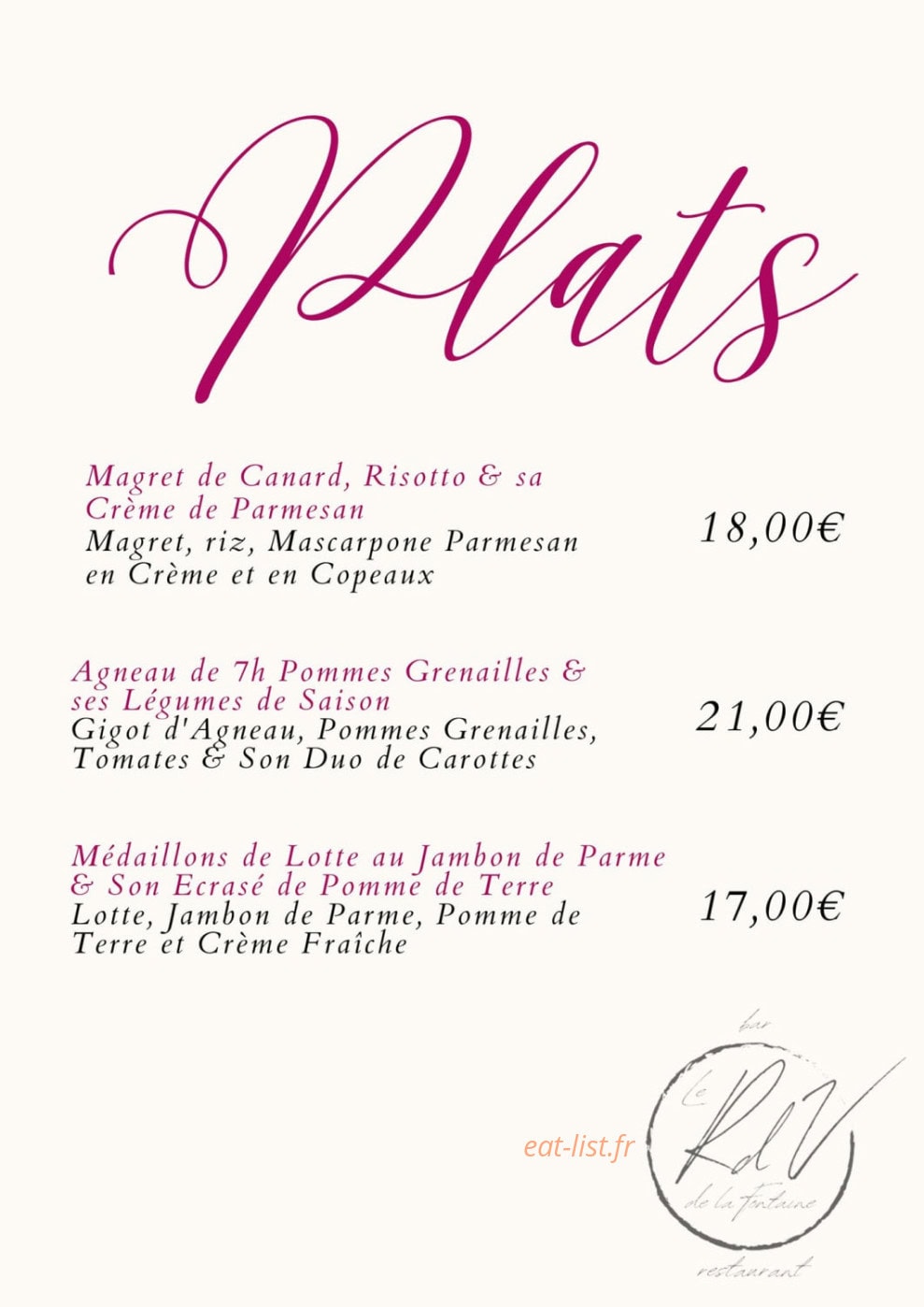 Le Rdv de la Fontaine — carte page 2