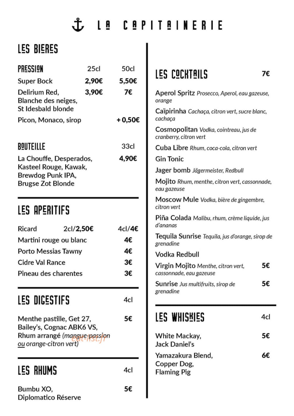La Capitainerie — carte page 1