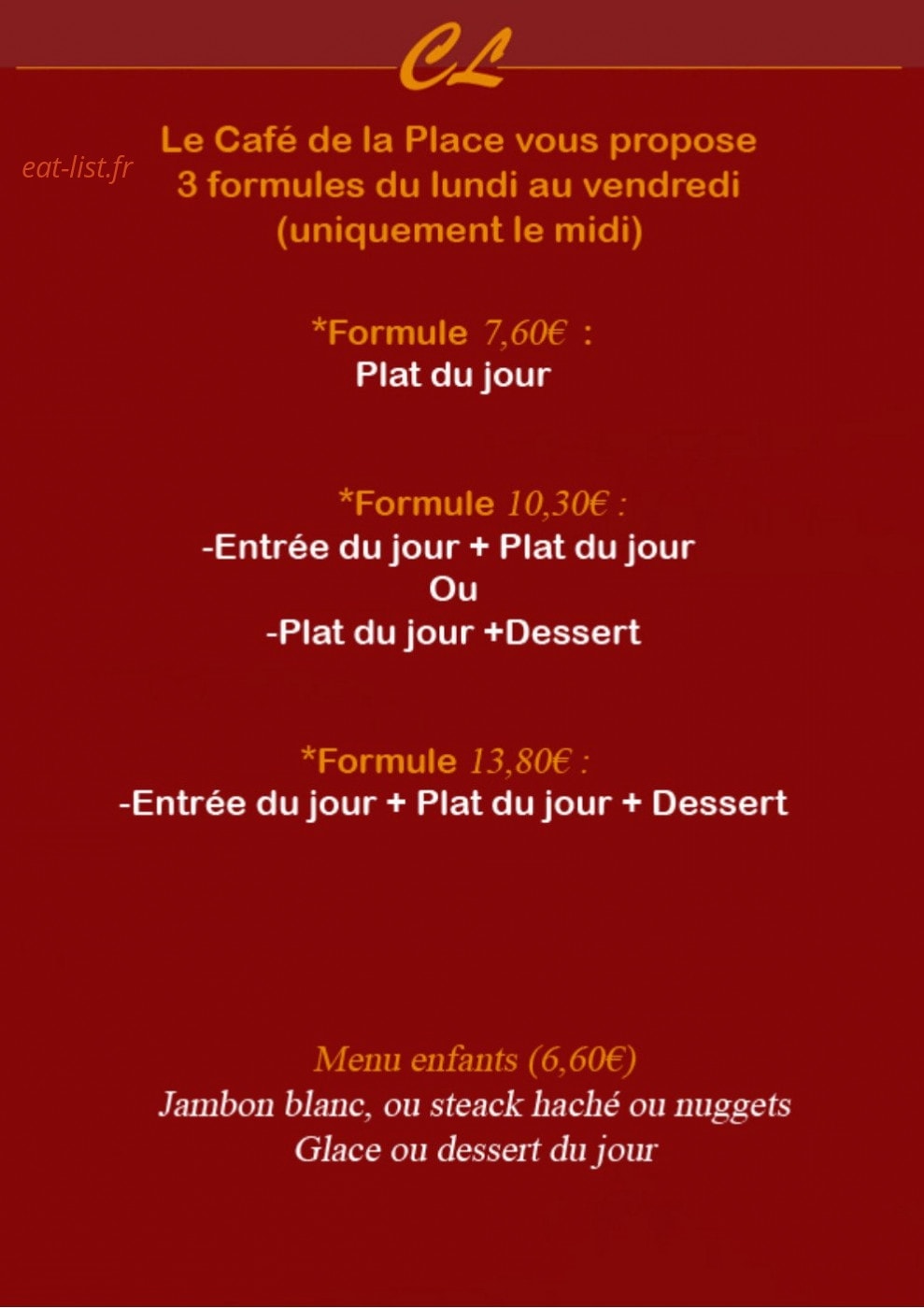 Café de la Place — carte page 1