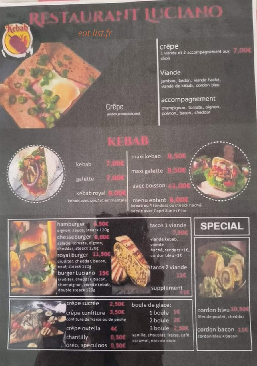 Restaurant Luciano — carte page 1