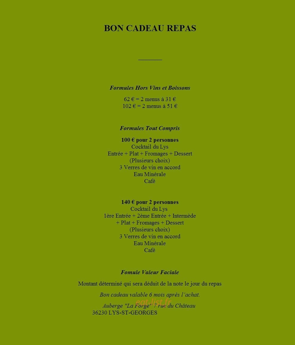 Auberge La Forge — carte page 7