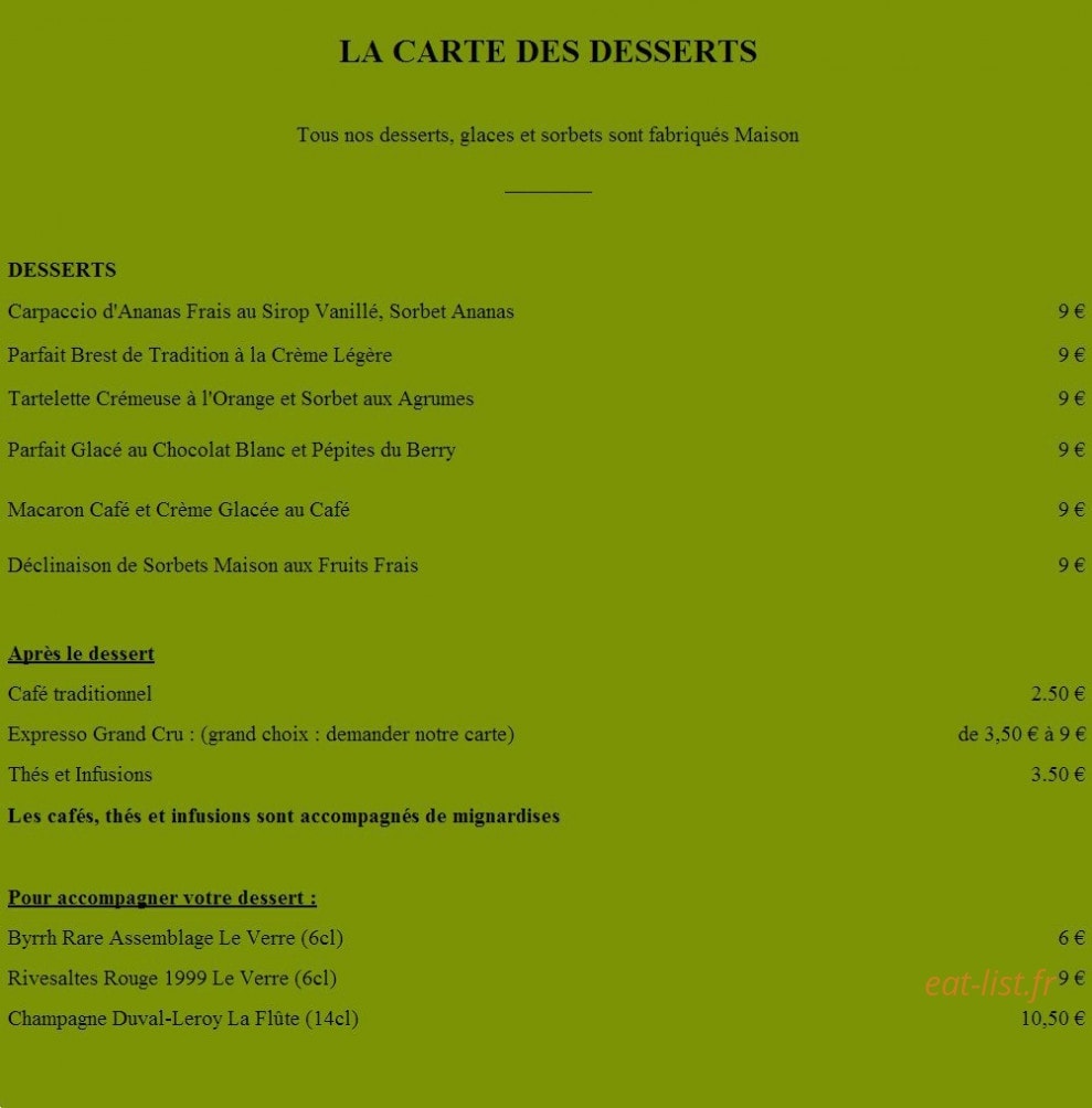 Auberge La Forge — carte page 5