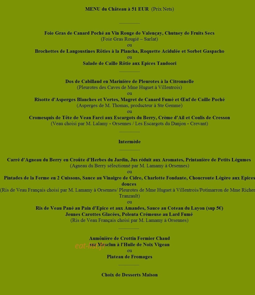 Auberge La Forge — carte page 3