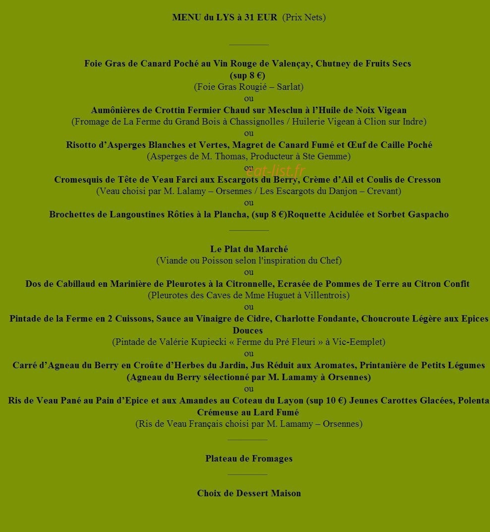 Auberge La Forge — carte page 2