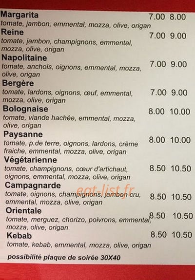 Pizza du ponderon — carte page 1