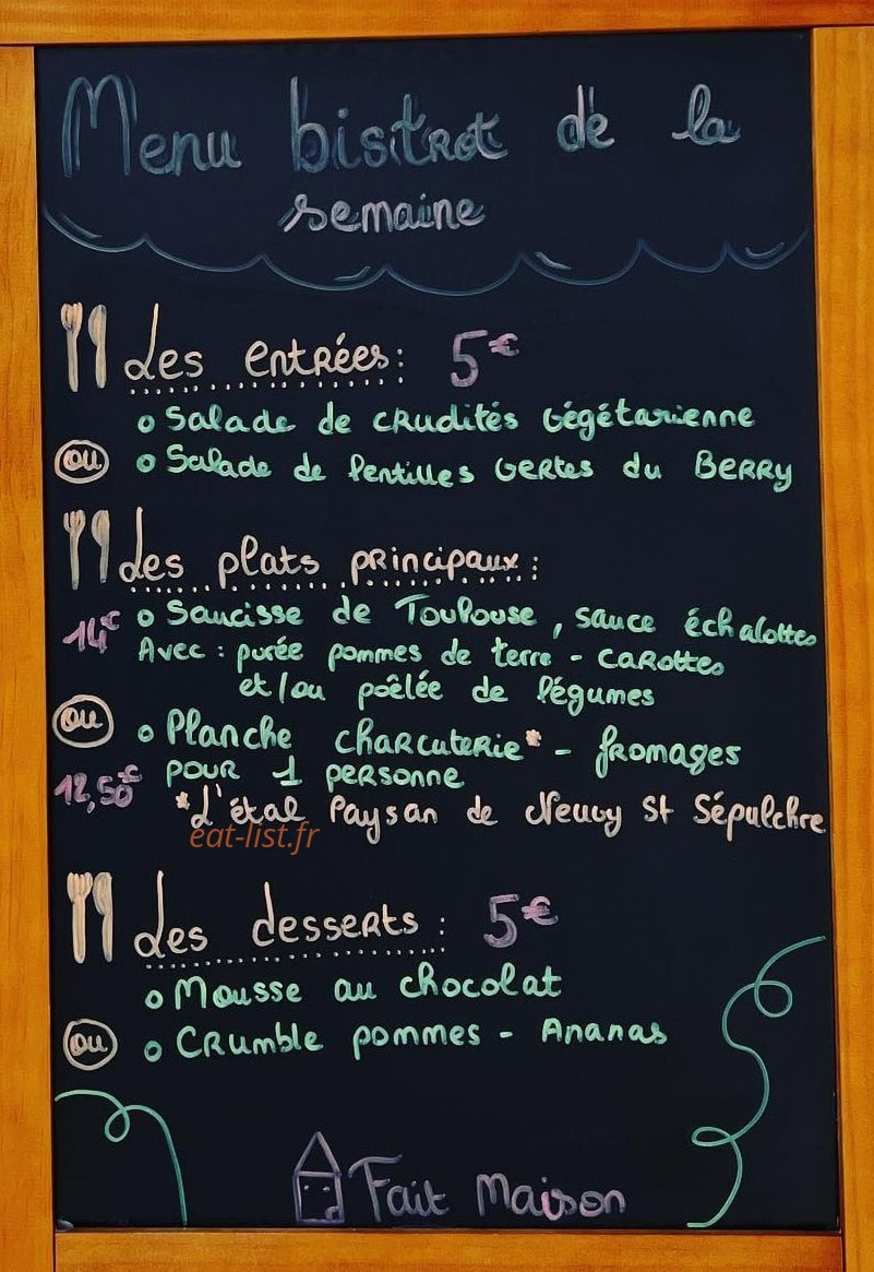 Le Bistrot de Reuilly — carte page 1