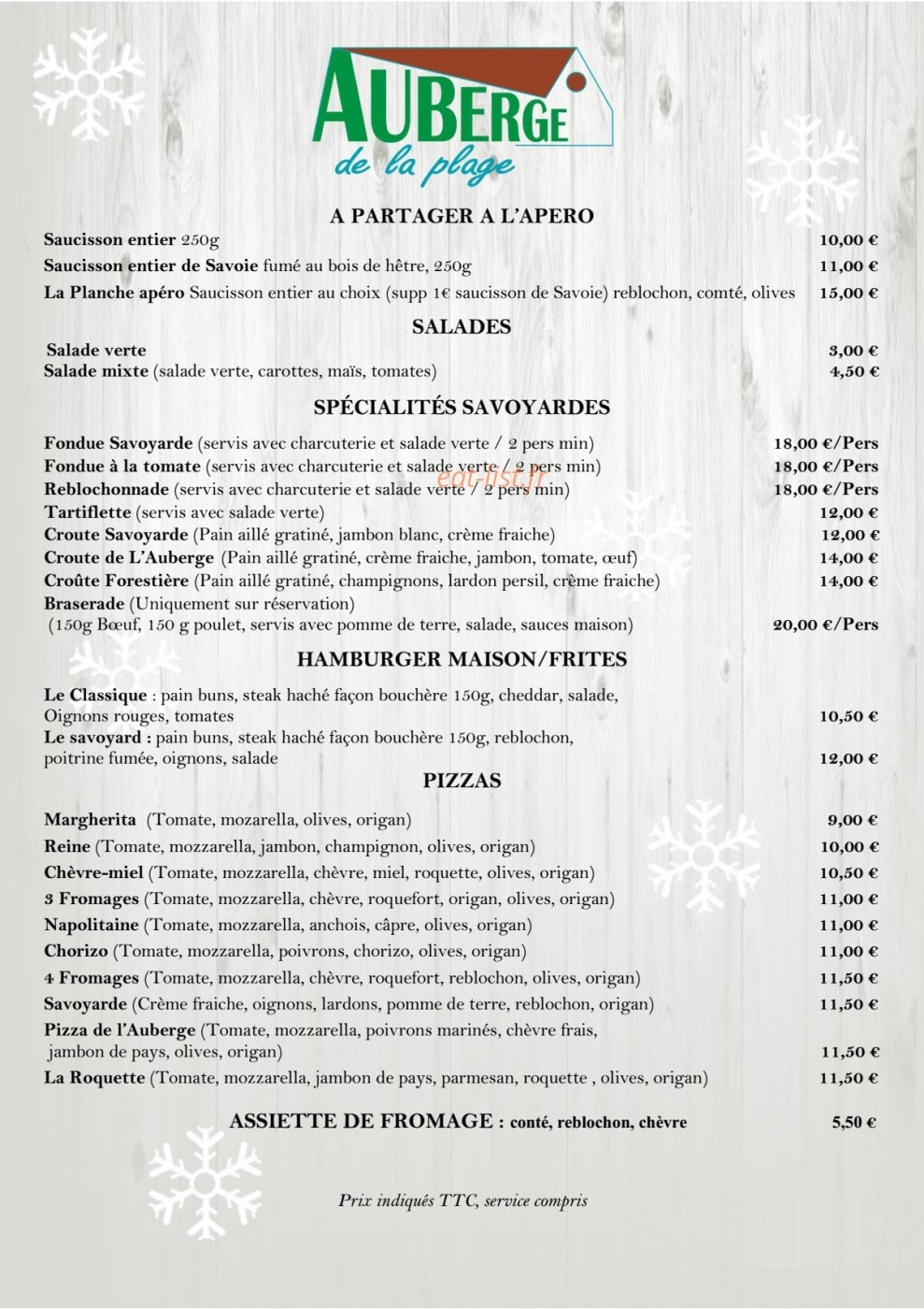 Auberge de la plage — carte page 1