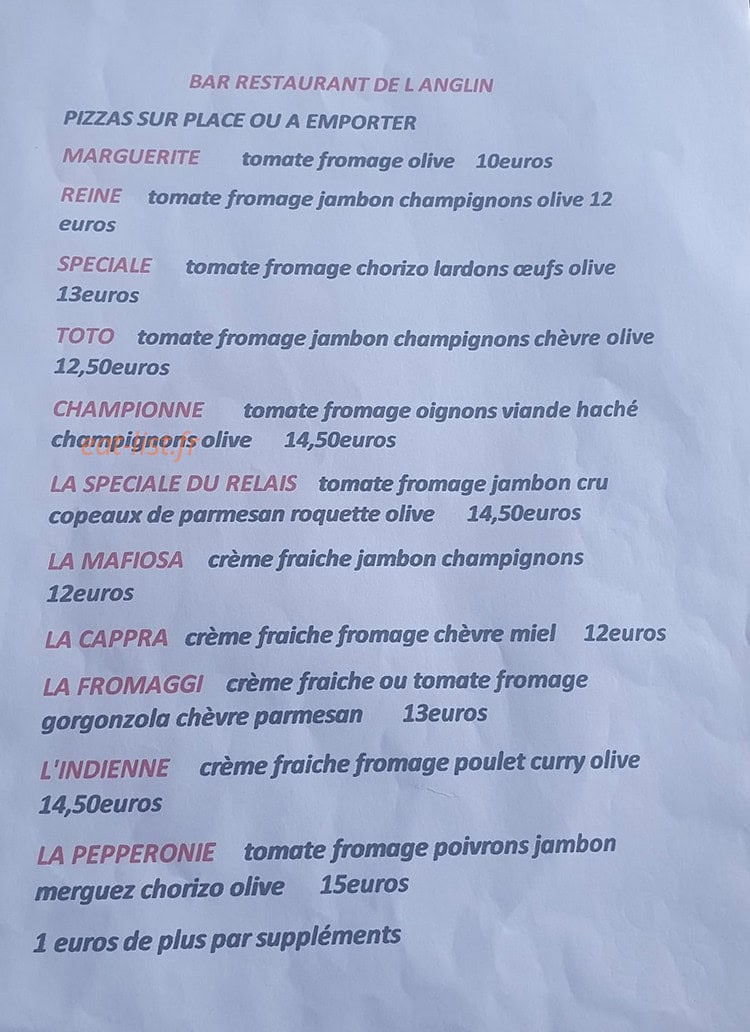 Le Relais de l'Anglin — carte page 1